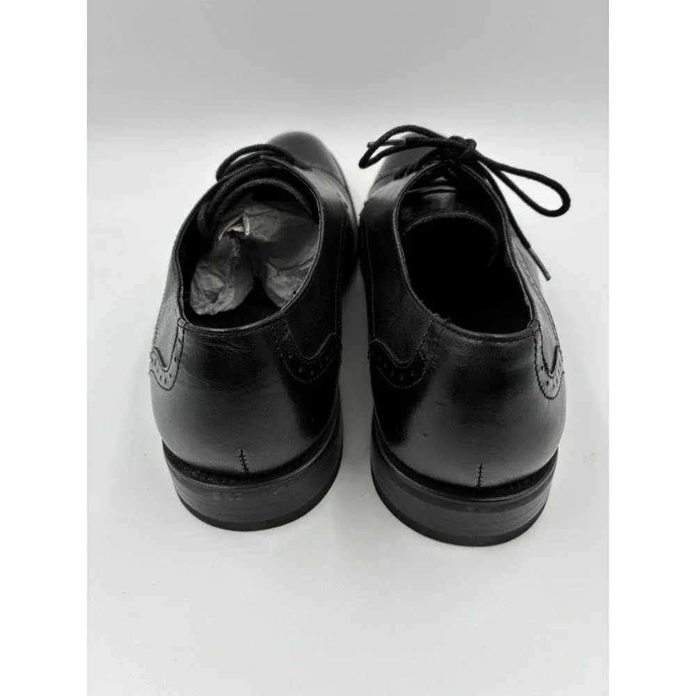 Asher Green Mens Black Cap Toe Oxford Dress Shoes Genuine‎ Leather Size 11 READ